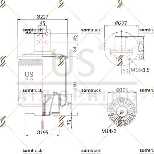 24119 KPP04 US, IVECO STRALIS ARKA PLASTİK PİSTONLU KÖRÜK - SAĞ - 18143008-19