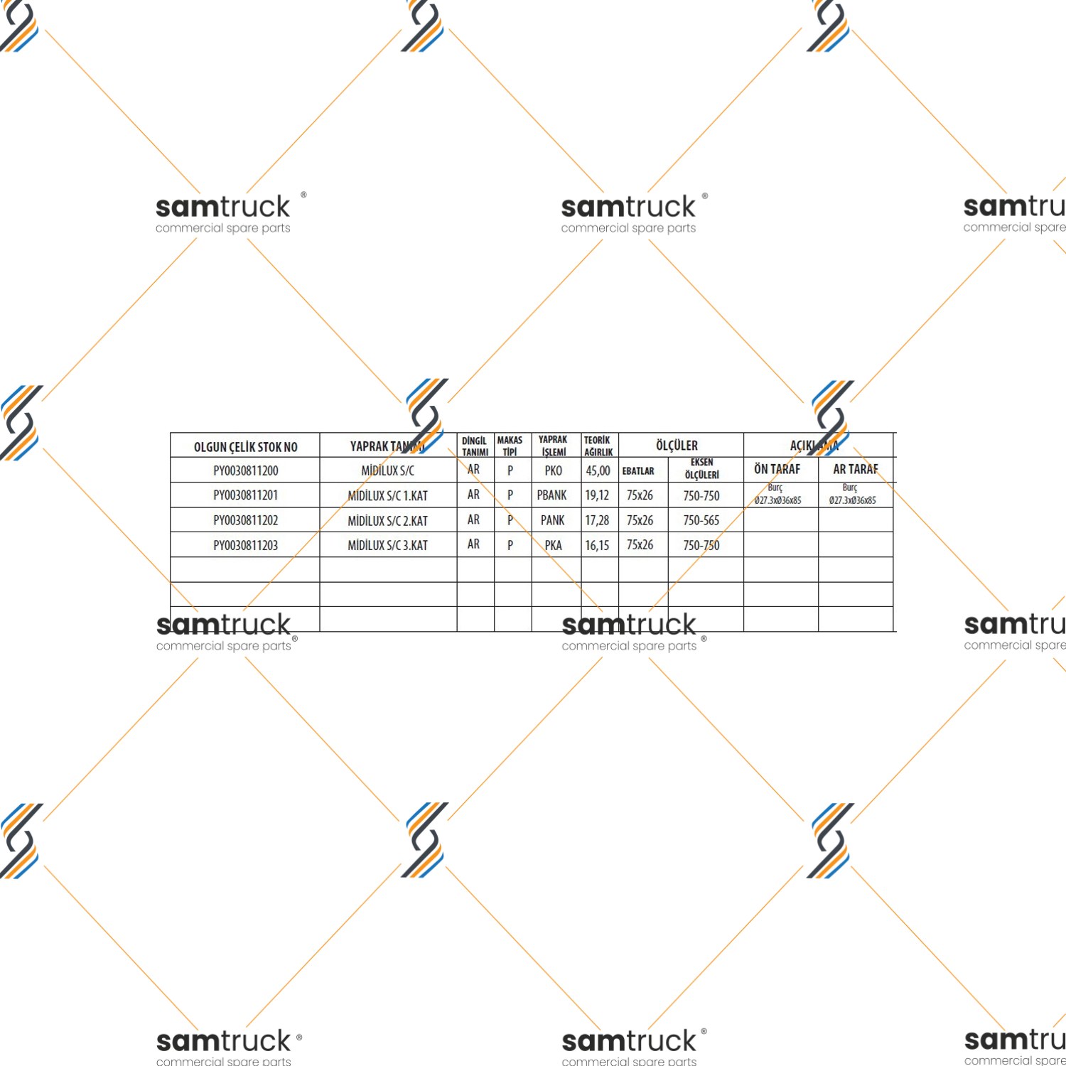 BMC MIDILUX S/C PARABOLİK ARKA KOMPLE MAKAS