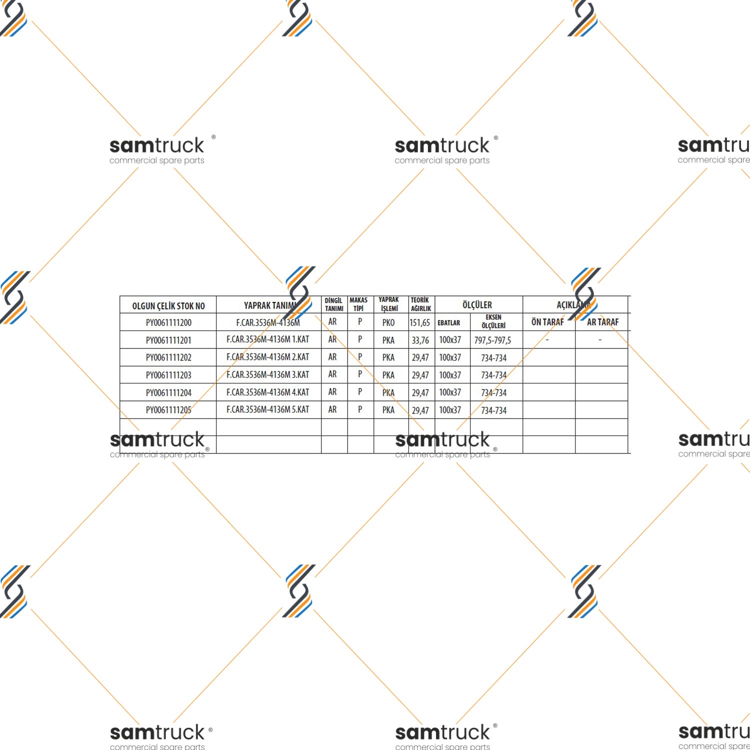 FORD CARGO 3936 / 4136 PARABOLİK ARKA KOMPLE MAKAS