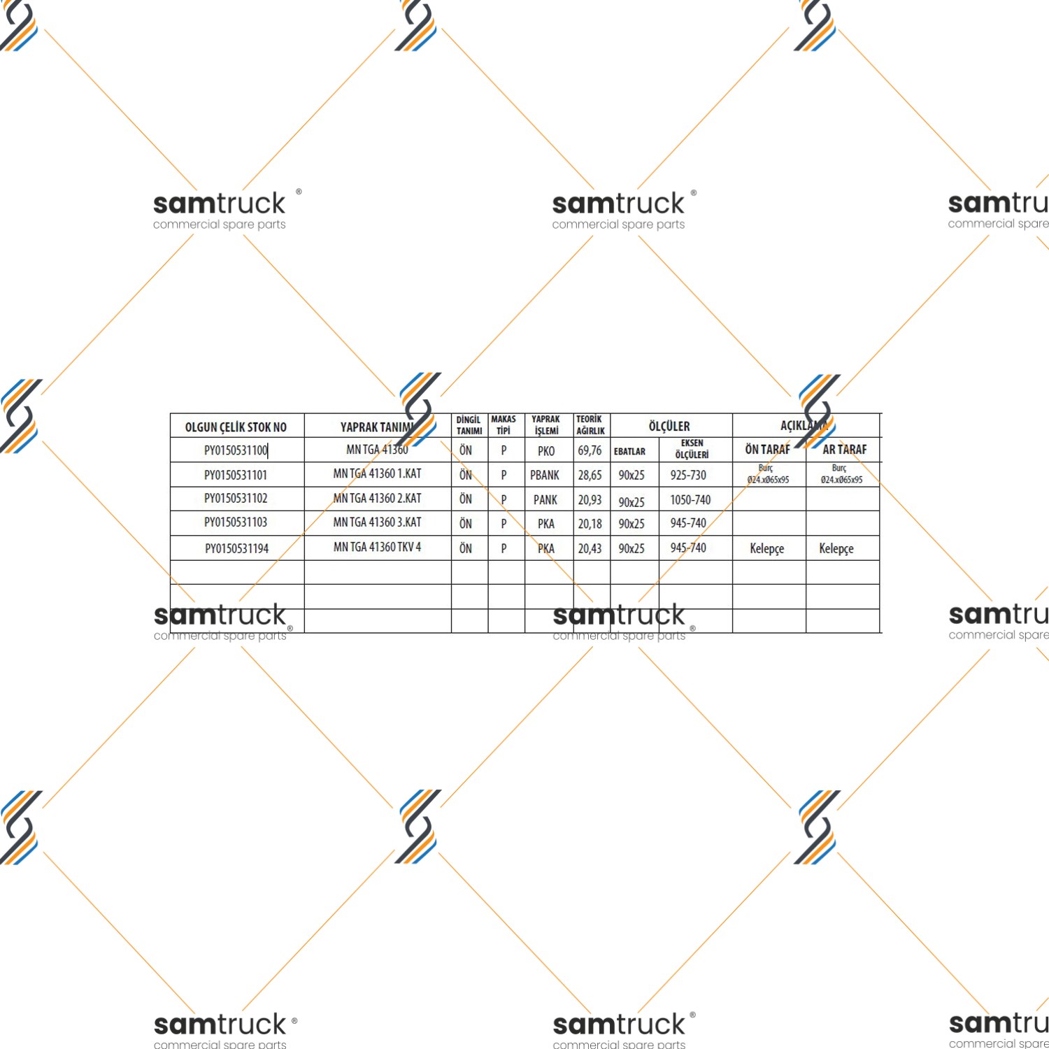 MAN TGS 41.360 ÖN KOMPLE MAKAS  - 1. VE 2. DİNGİL -