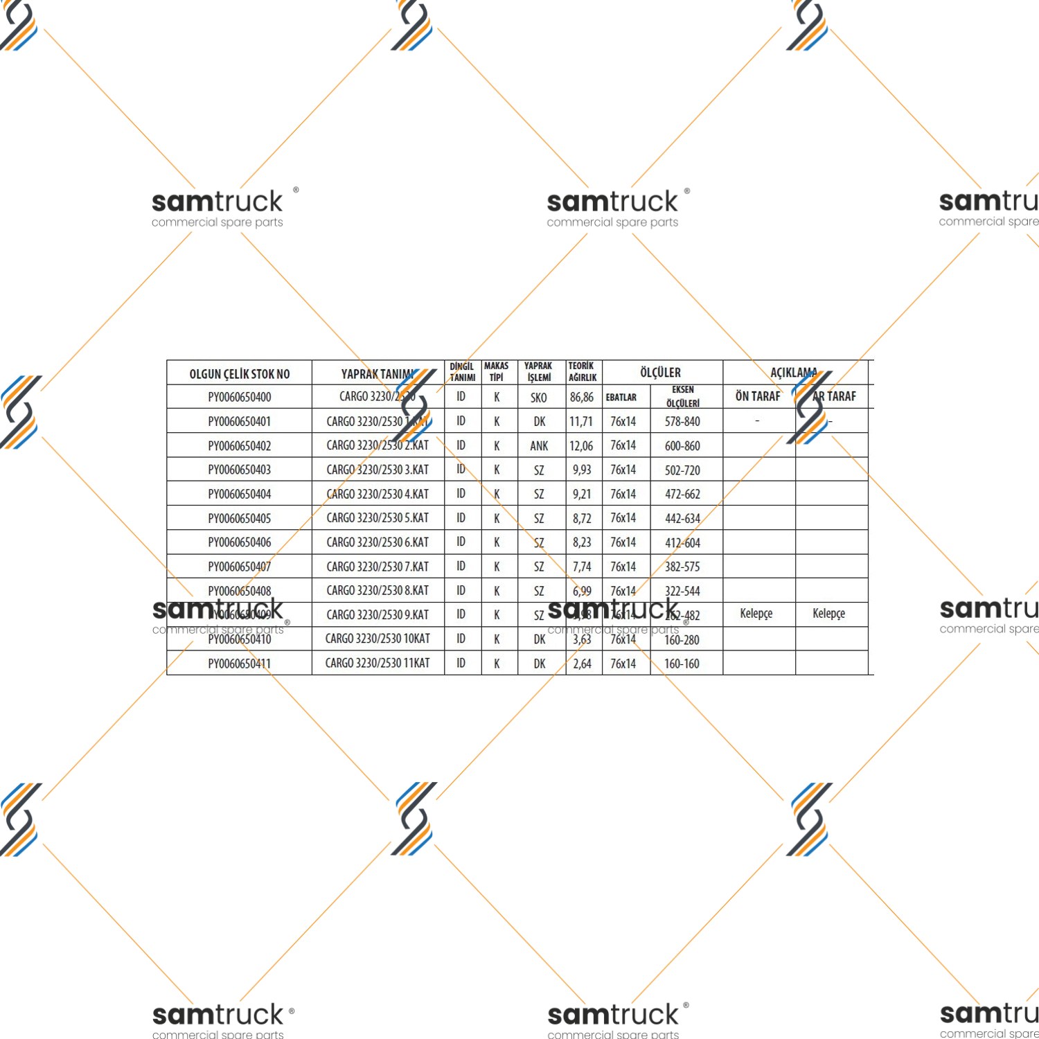FORD CARGO 2530 / 2621 / 3230 DİNGİL KOMPLE MAKAS