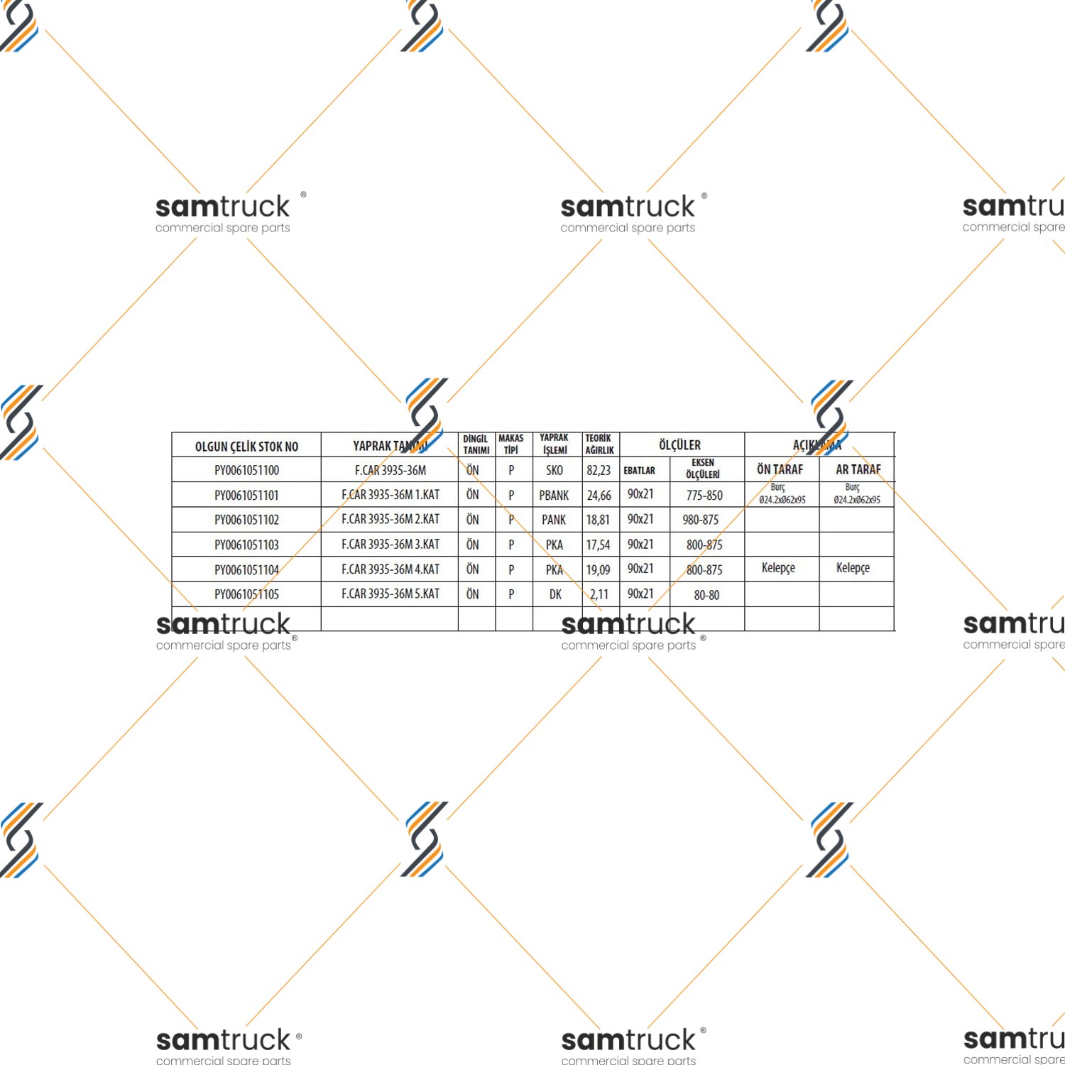 FORD CARGO 3936 / 4136 PARABOLİK 2. DİNGİL KOMPLE MAKAS