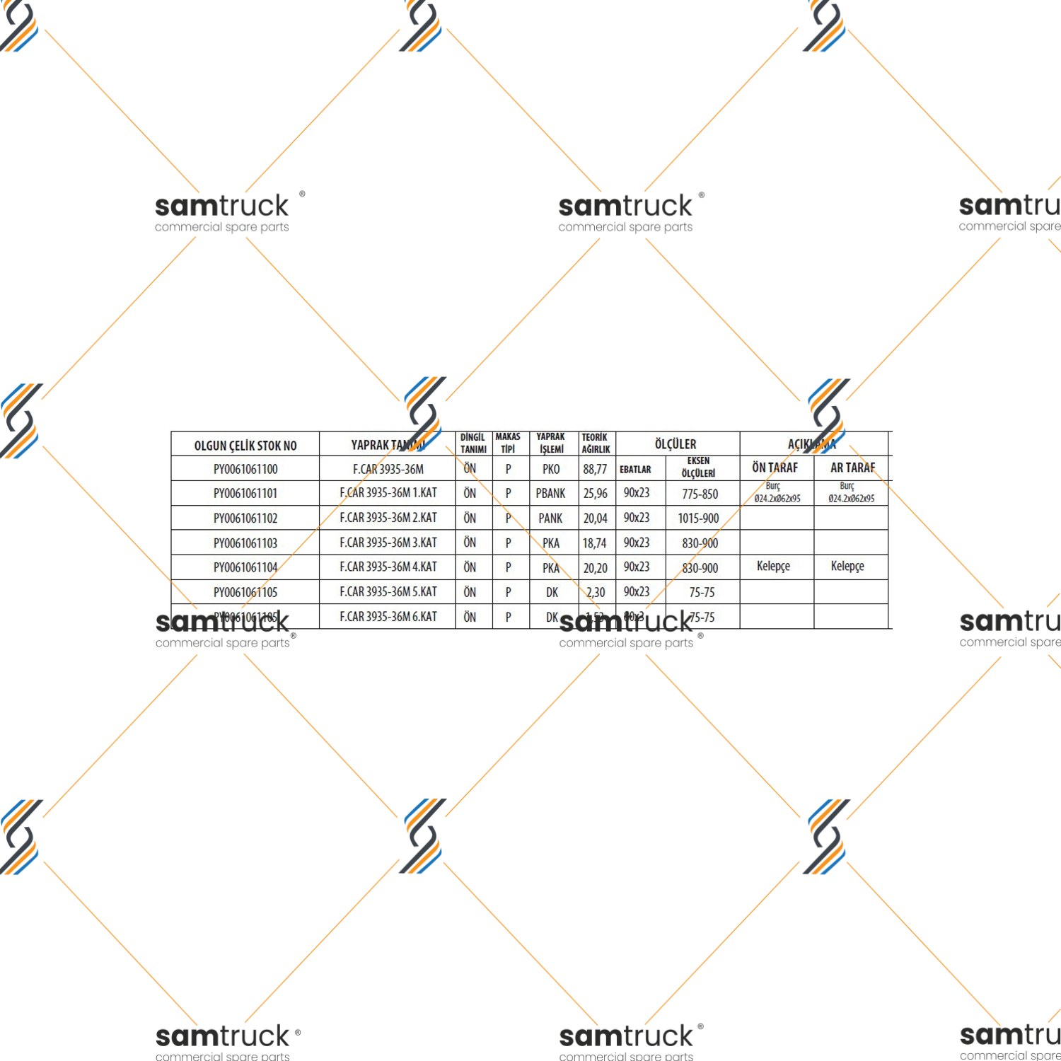 FORD CARGO 3936 / 4136 PARABOLİK 1. DİNGİL KOMPLE MAKAS