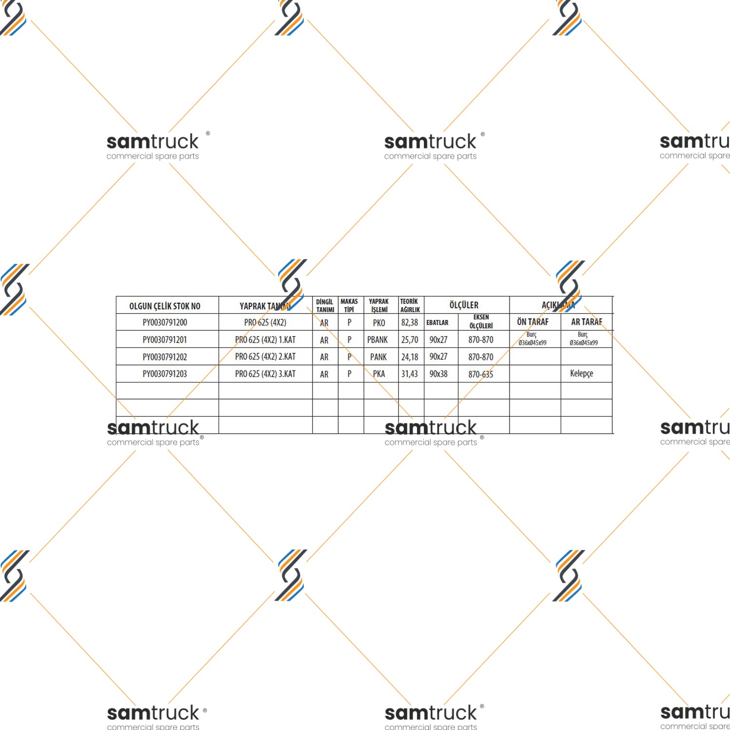 BMC PROFESYONEL 625  4x2 PARABOLİK ARKA KOMPLE MAKAS