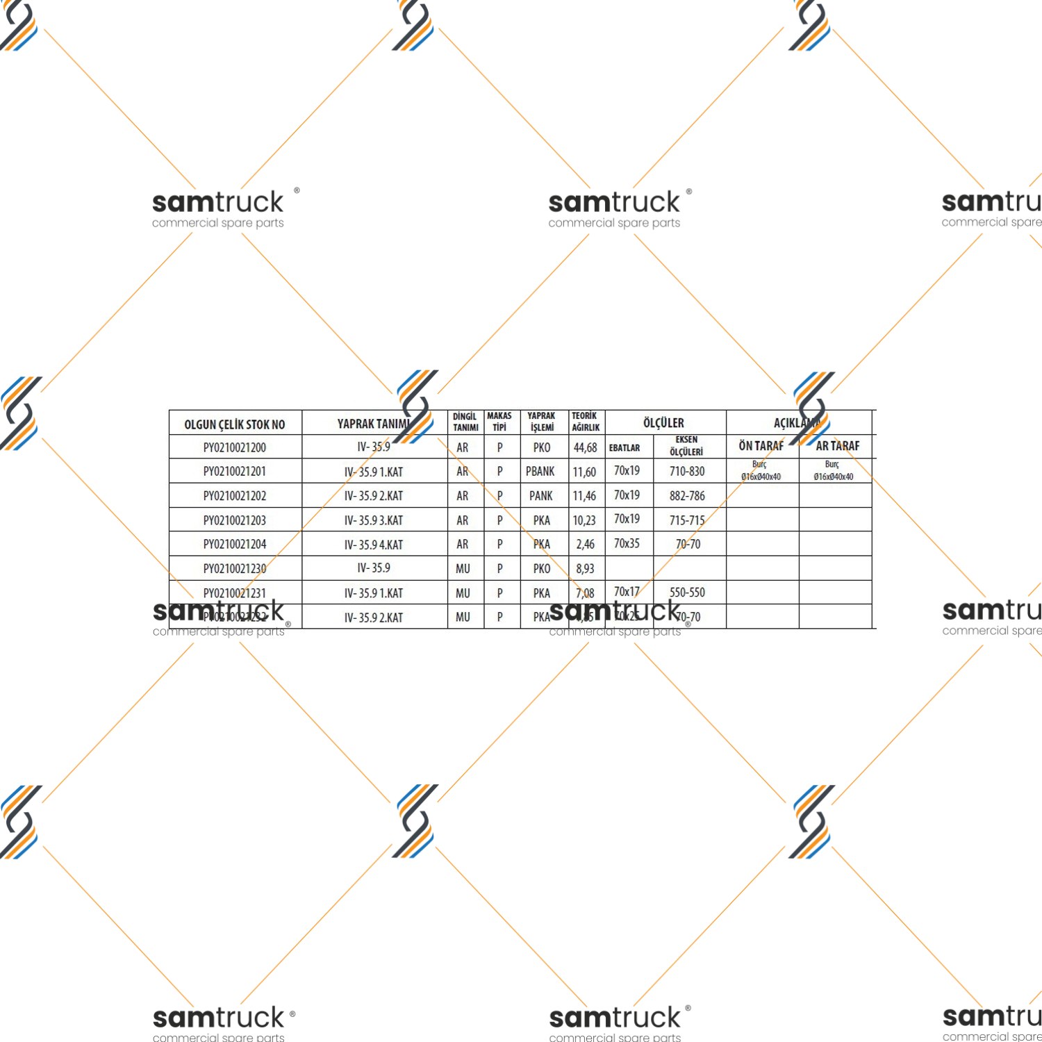 IVECO 35.9 PARABOLİK MUAVİN KOMPLE MAKAS